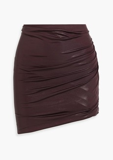 Rick Owens - Jade ruched coated stretch-jersey mini skirt - Purple - IT 38