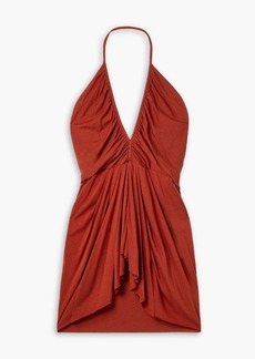 Rick Owens - Ruched open-back jersey halterneck top - Red - IT 42