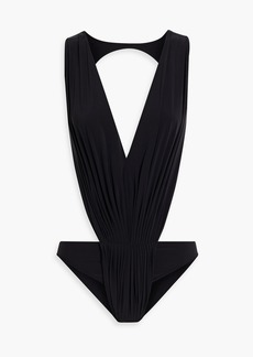 Rick Owens - Open-back pleated jersey bodysuit - Black - IT 42