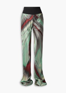 Rick Owens - Printed satin-twill wide-leg pants - Green - IT 40