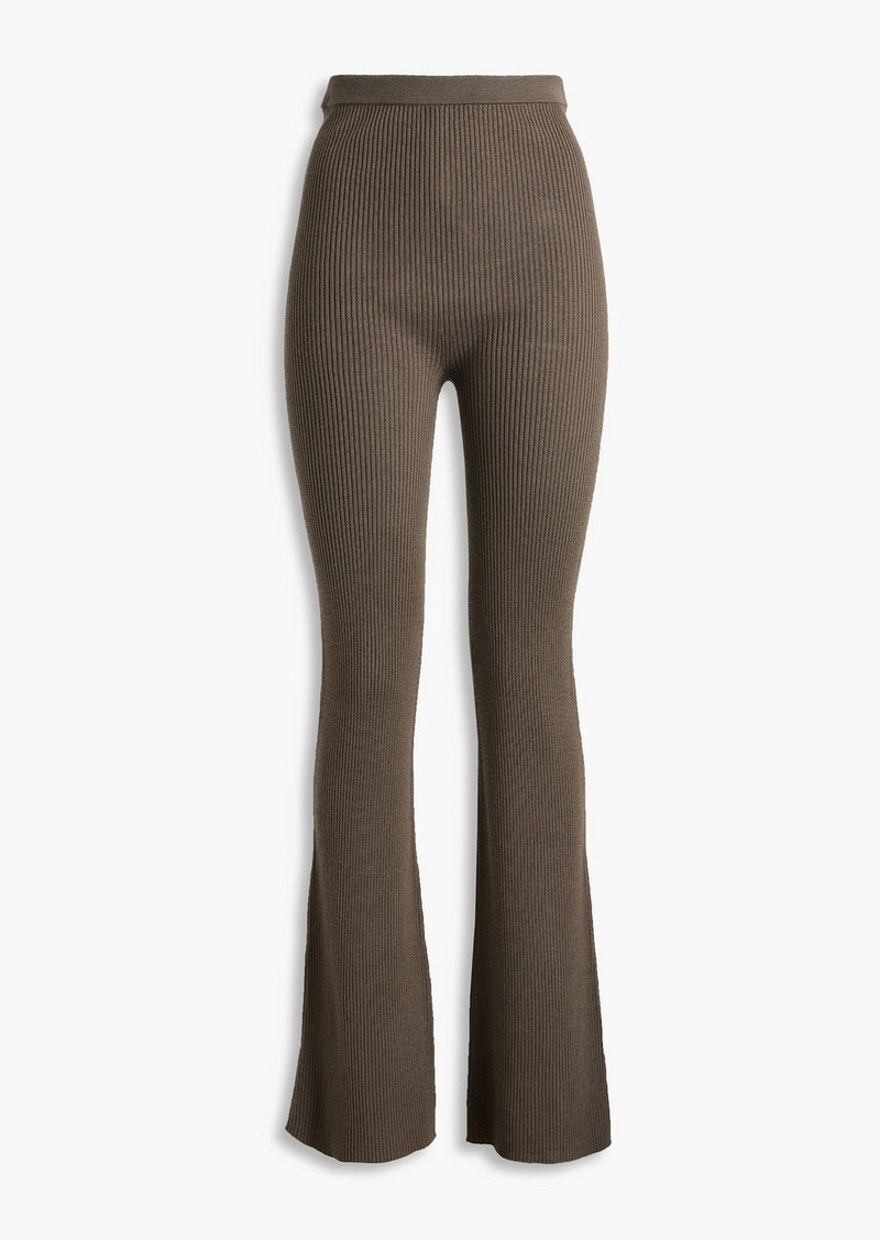 Rick Owens - Ribbed wool-blend flared pants - Neutral - L