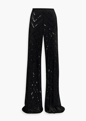 Rick Owens - Sequin-embellished stretch-mesh wide-leg pants - Black - IT 38