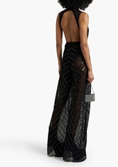 Rick Owens - Sequin-embellished stretch-mesh wide-leg pants - Black - IT 38