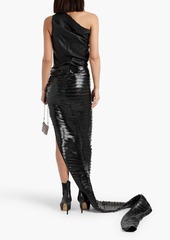 Rick Owens - Sliced coated denim maxi skirt - Black - IT 40