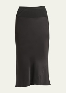 Rick Owens A-Line Bias Satin Midi Skirt