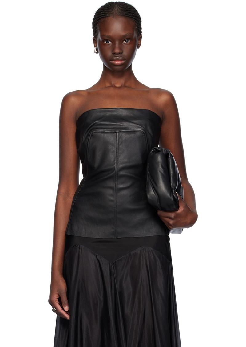 Rick Owens Black Bustier Leather Tank Top