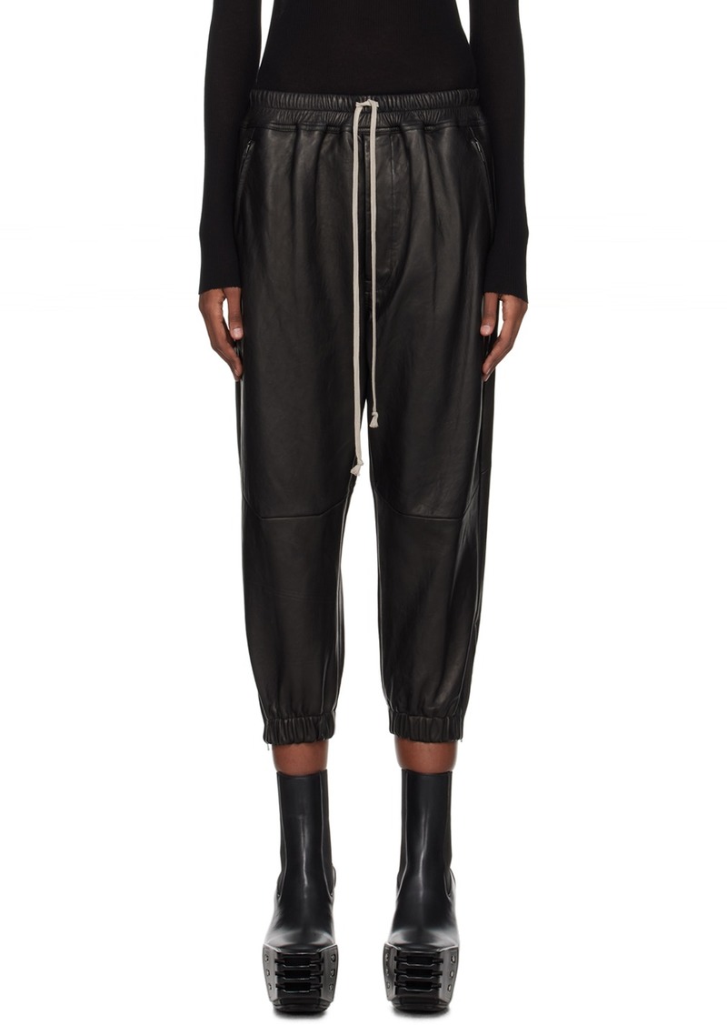 Rick Owens Black Cropped Leather Pants