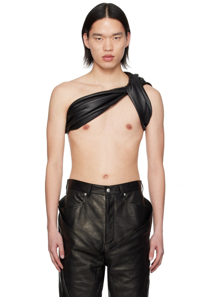 Rick Owens Black DBL Banded Leather Tank top