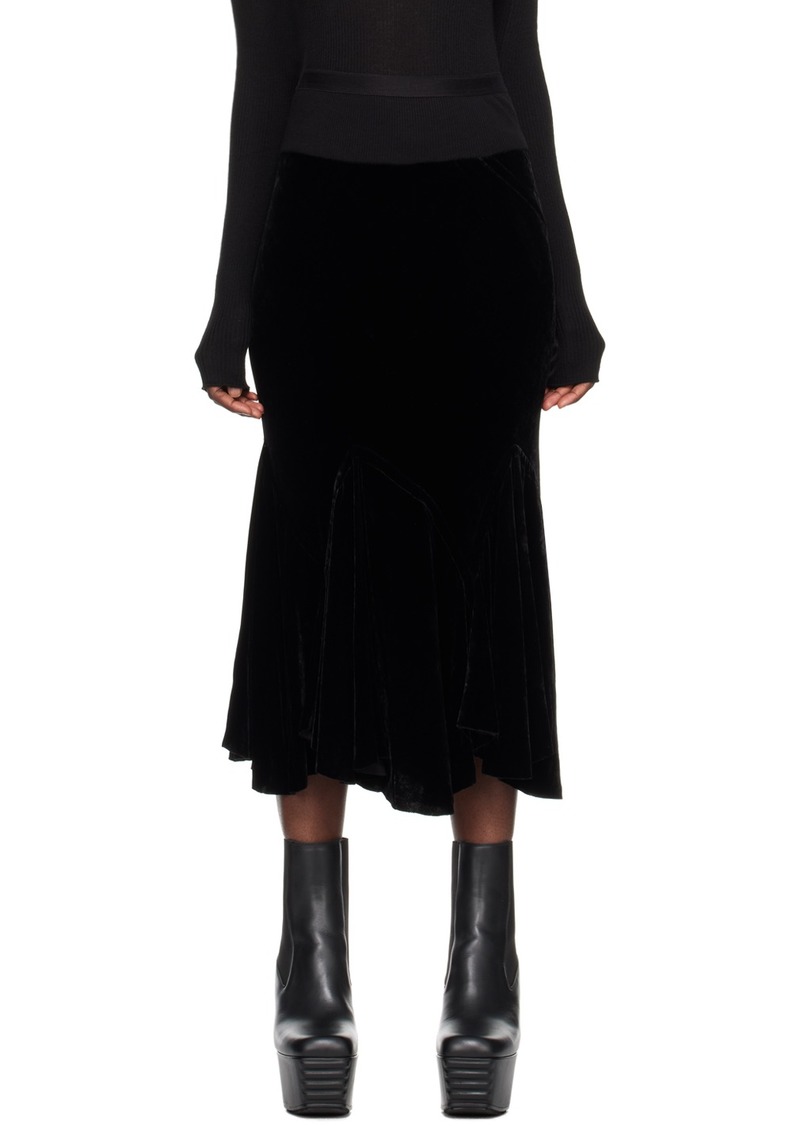 Rick Owens Black Divine Bias Midi Skirt