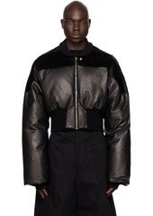 Rick Owens Black Flight Down Leather Jacket