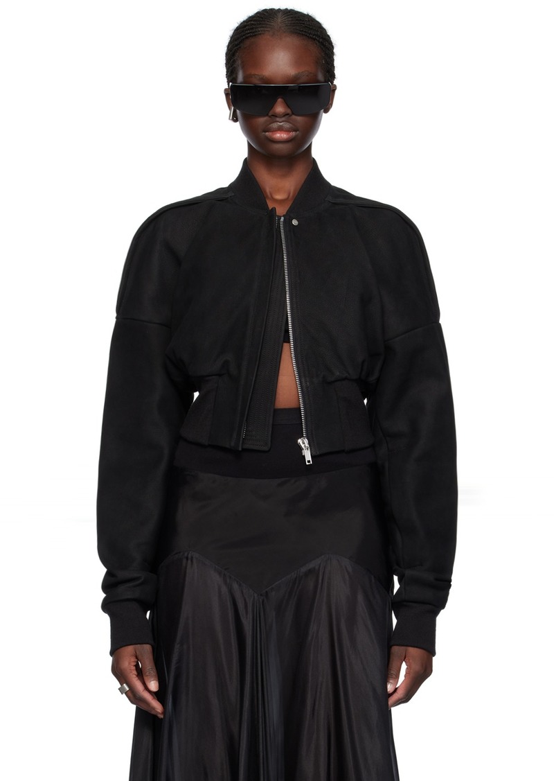 Rick Owens Black Flight Leather Bomber Jacket