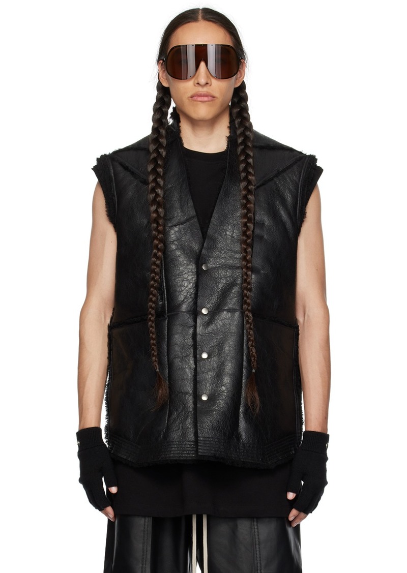 Rick Owens Black Fogpocket Shearling Vest