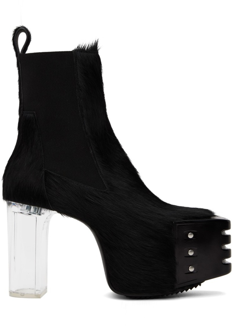 Rick Owens Black Grilled Platforms 45 Chelsea Boots