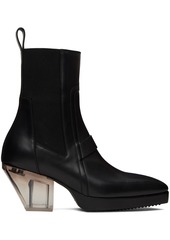 Rick Owens Black Heeled Sliver Chelsea Boots