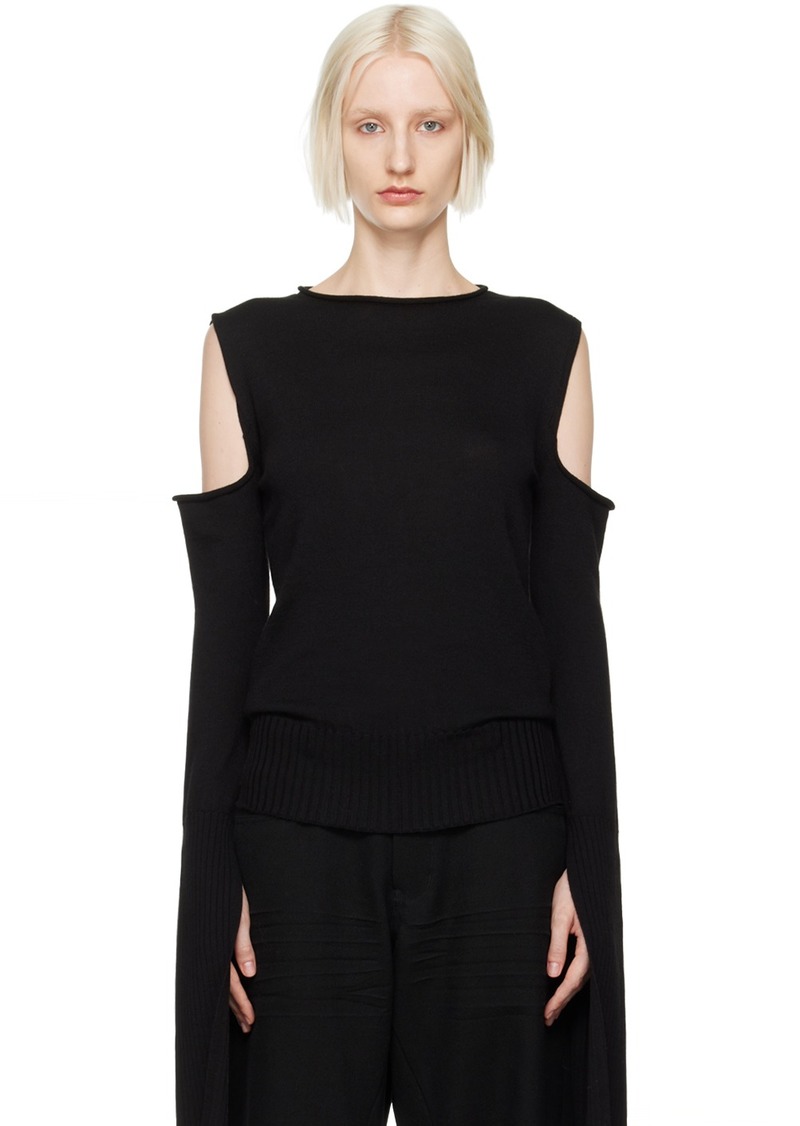 Rick Owens Black Porterville Cape Sleeve Sweater