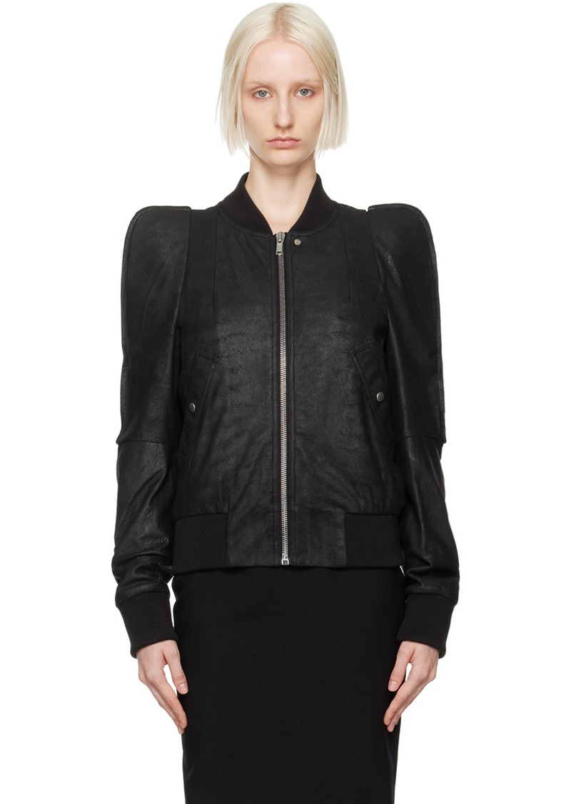 Rick Owens Black Porterville Metro Flight Leather Jacket