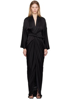 Rick Owens Black Porterville Wrap Maxi Dress