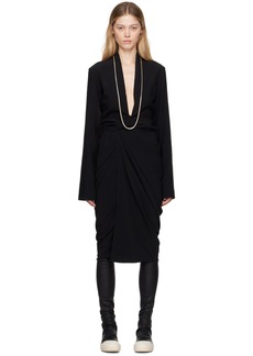 Rick Owens Black Porterville Wrap Midi Dress