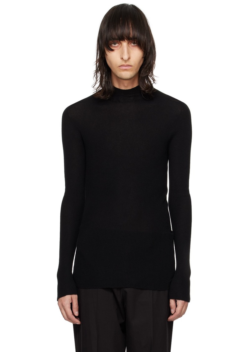 Rick Owens Black Ribbed Lupetto Sweater
