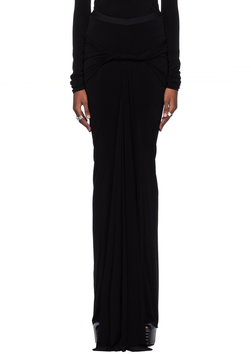 Rick Owens Black Twist Maxi Skirt