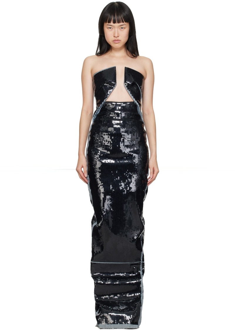 Rick Owens Blue & Black Prong Denim Maxi Dress