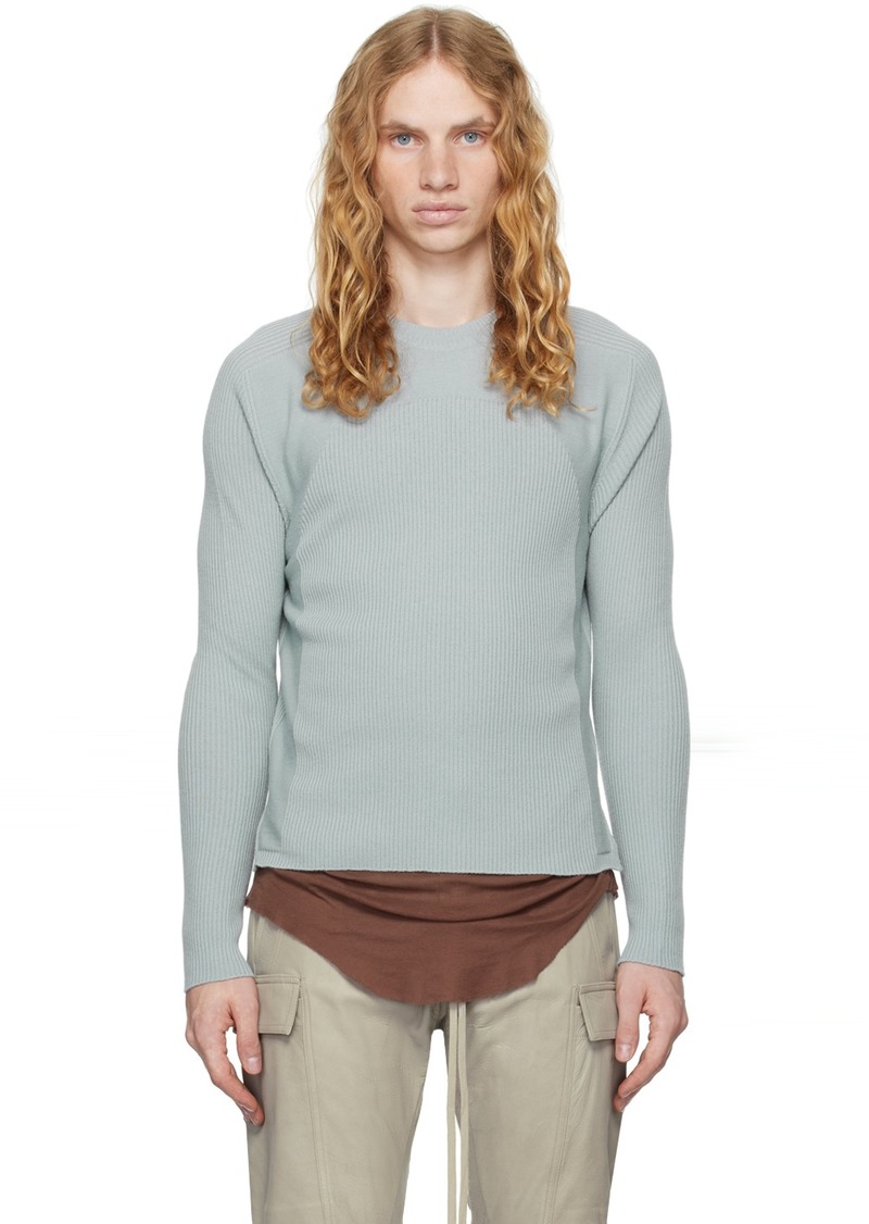 Rick Owens Blue Porterville Ribbed Geo Sweater