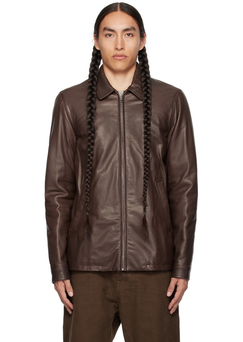 Rick Owens Brown Brad Leather Jacket