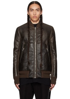 Rick Owens Brown Classic Flight Leather Jacket