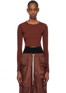 Rick Owens Brown Cropped Long Sleeve T-Shirt