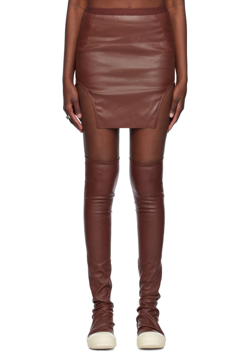 Rick Owens Brown Diana Denim Miniskirt