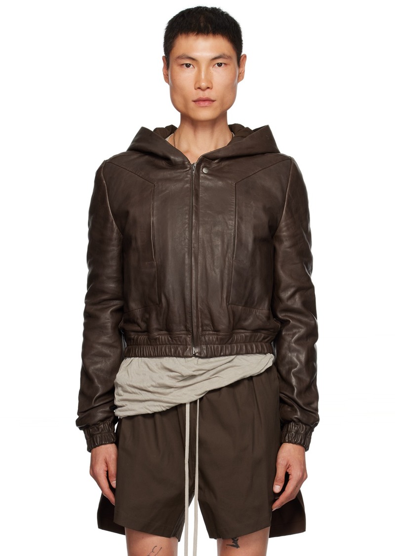 Rick Owens Brown Edfu Leather Jacket