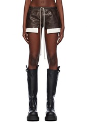 Rick Owens Brown Fog Leather Shorts