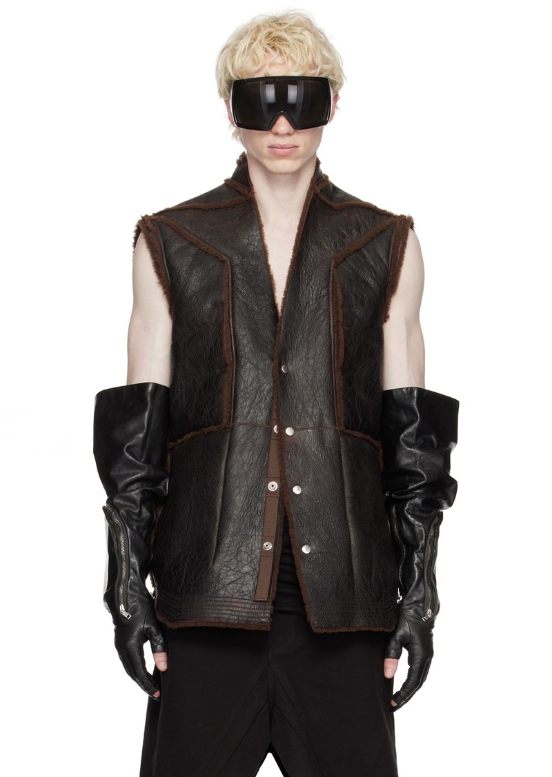 Rick Owens Brown Fogpocket Shearling Vest