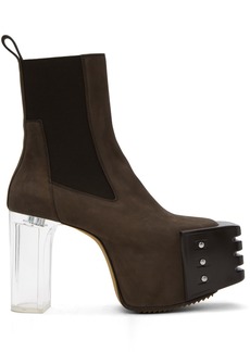 Rick Owens Brown Grilled Chelsea Boots