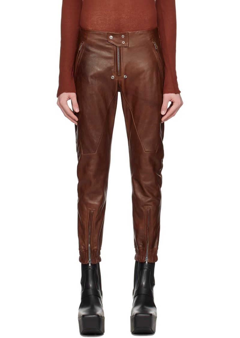 Rick Owens Brown Luxor Leather Pants