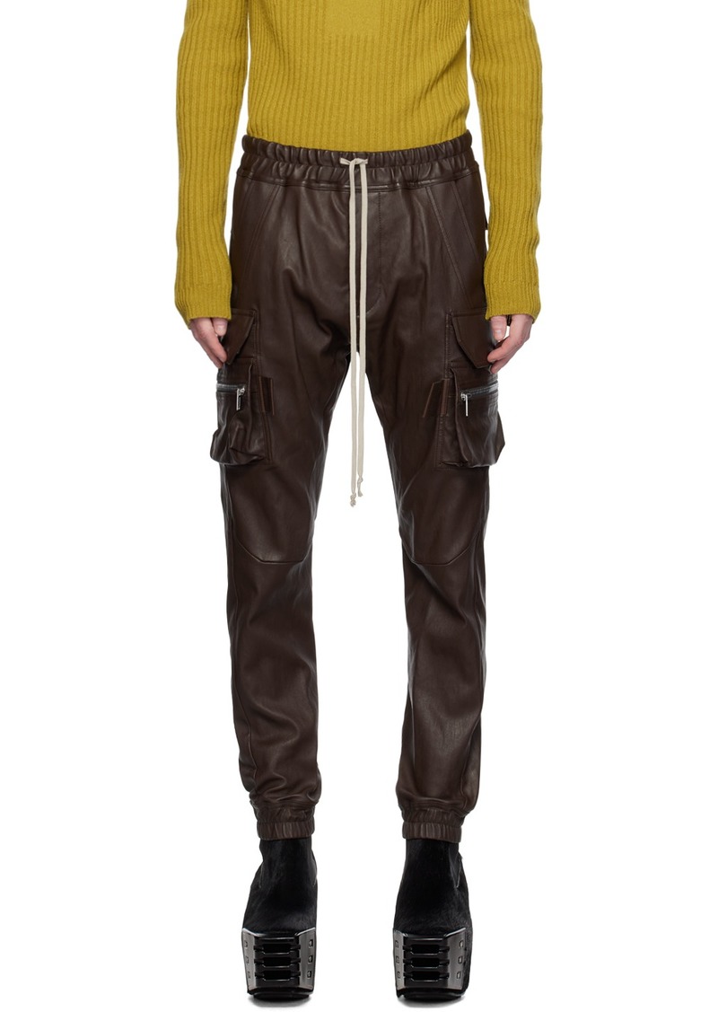 Rick Owens Brown Mastodon Leather Pants