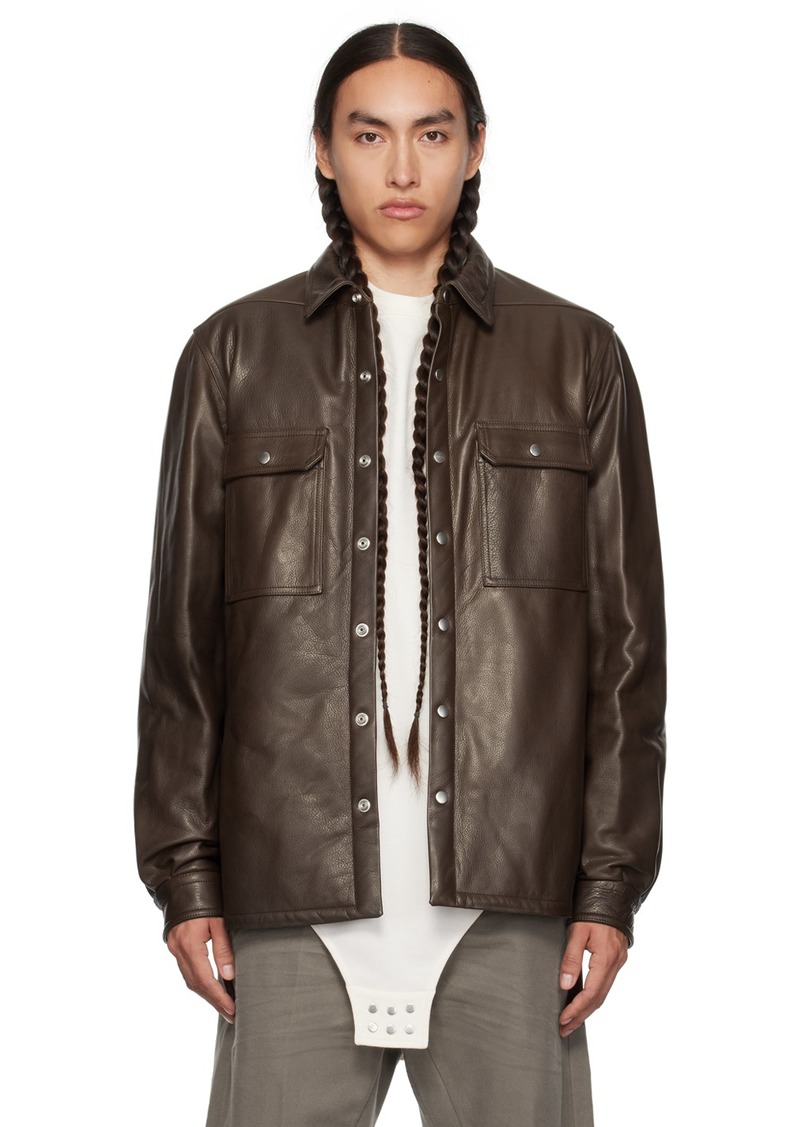 Rick Owens Brown Padded Leather Jacket