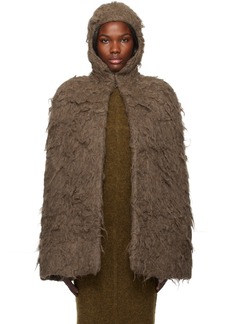 Rick Owens Brown Porterville Cape Jacket