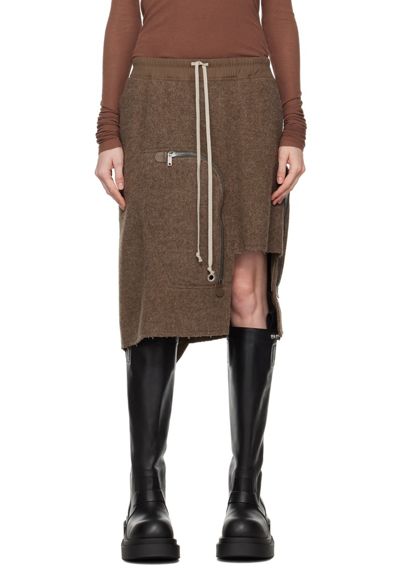 Rick Owens Brown Porterville Dracca Midi Skirt