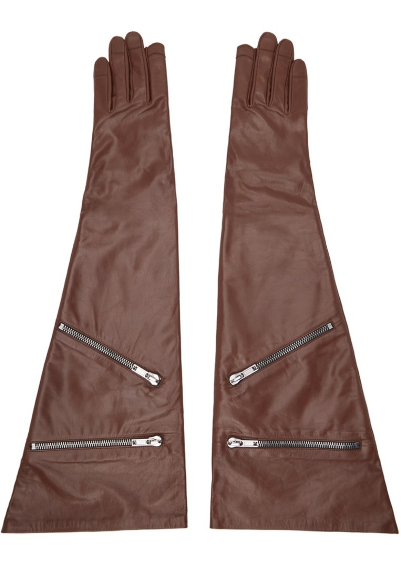 Rick Owens Brown Porterville Gauntlets Gloves