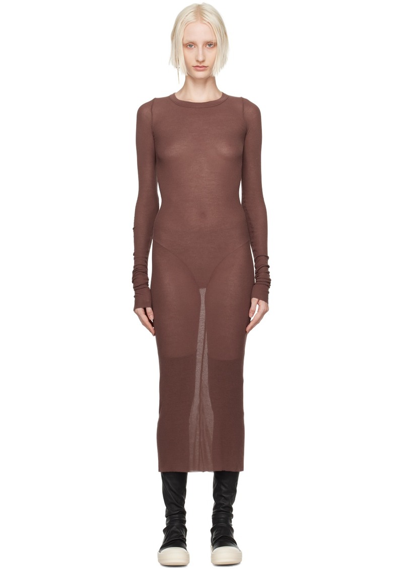 Rick Owens Brown Porterville Semi-Sheer Maxi Dress