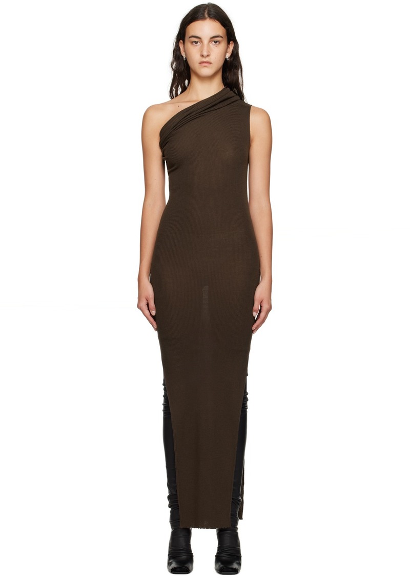 Rick Owens Brown Rib Maxi Dress