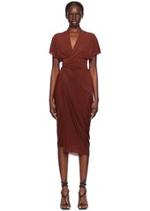 Rick Owens Brown Wrap Midi Dress