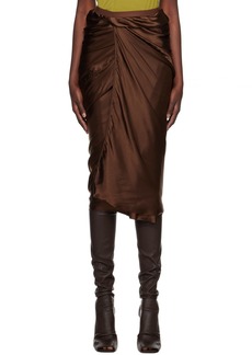 Rick Owens Brown Wrap Midi Skirt