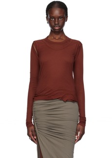 Rick Owens Burgundy Cropped Banana Long Sleeve T-Shirt