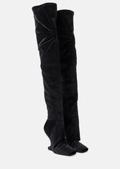 Rick Owens Cantilever velvet over-the-knee boots