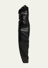 Rick Owens Coated Denim One-Shoulder Gown