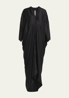 Rick Owens Draped-Sleeve V-Neck Caftan Gown