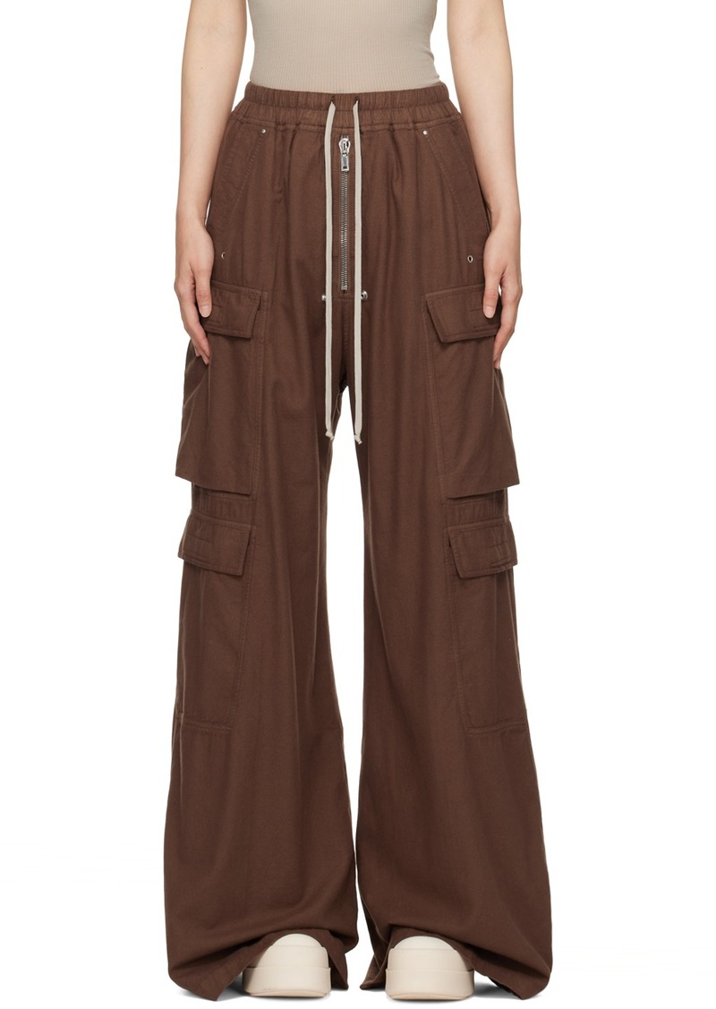 Rick Owens DRKSHDW Brown Porterville Double Cargo Jumbo Bela Trousers