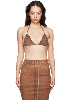 Rick Owens DRKSHDW Brown Porterville Foil Stretch Denim Bra